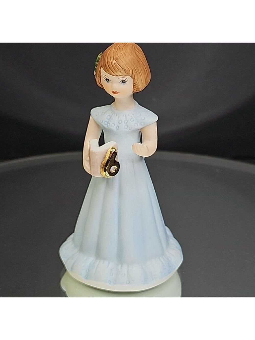 Enesco Growing Up Birthday Girls Figurine 6 Year Old Vintage 1982 Blonde Vintage